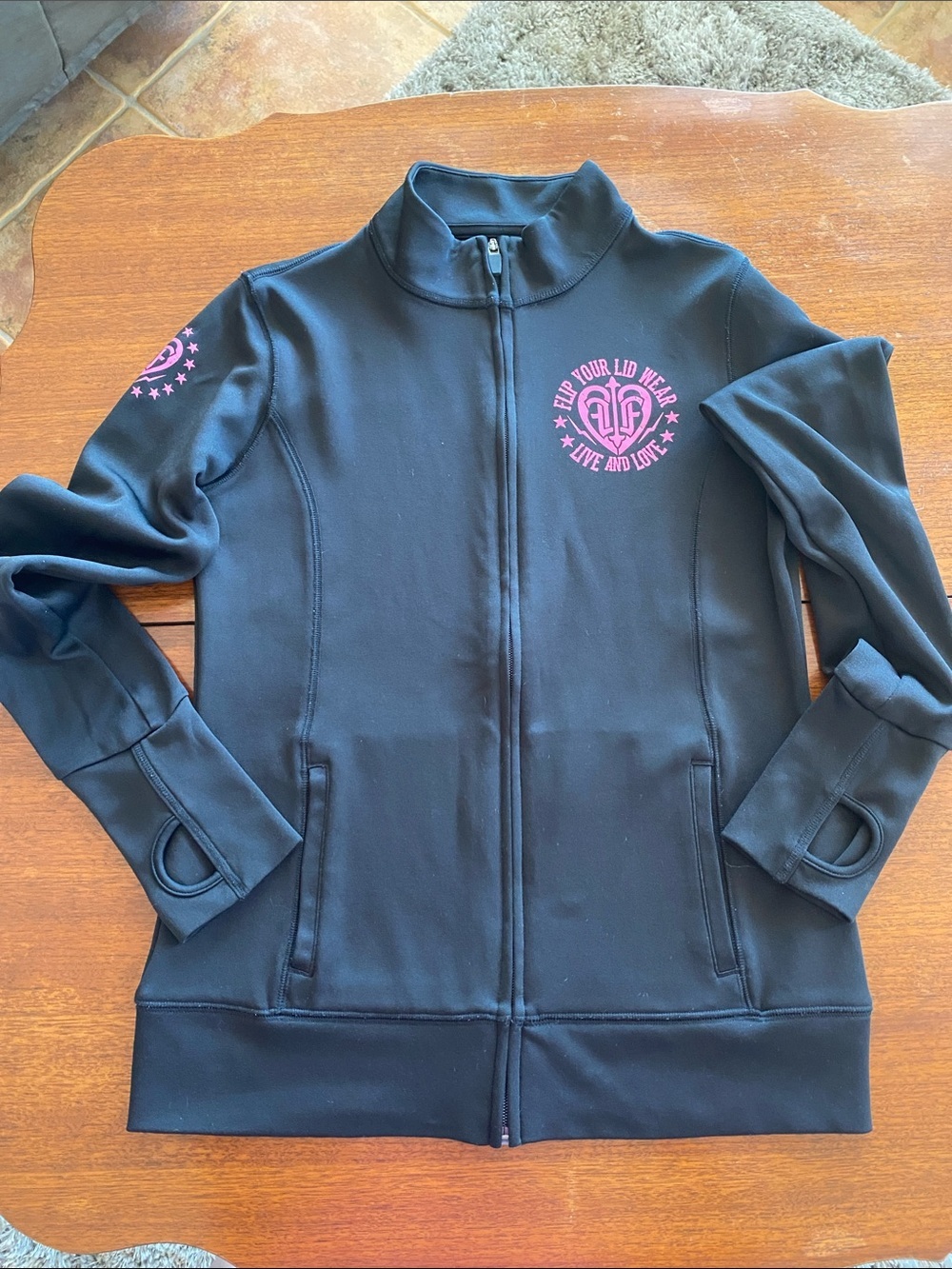 Flip Your Lid Zip-Up Jacket with Pink Logo